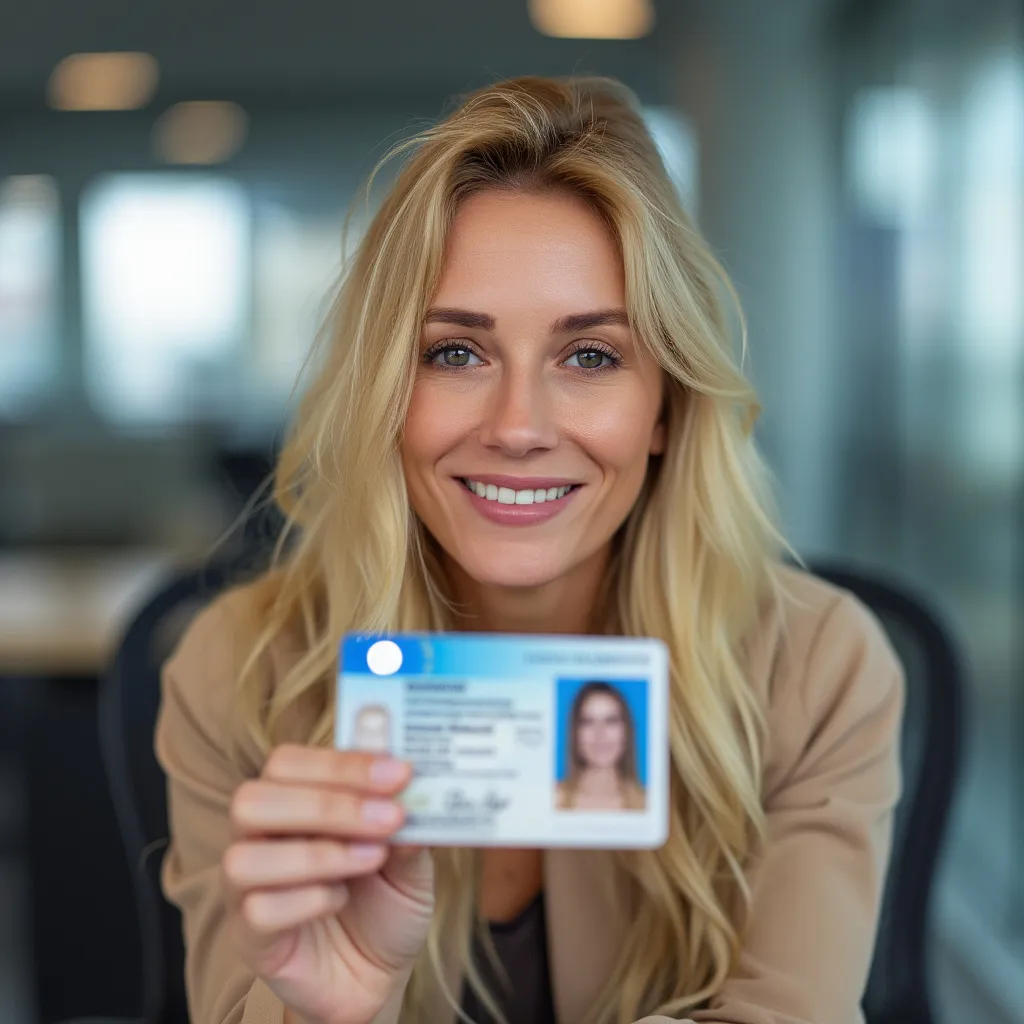 Person showing ID for verification